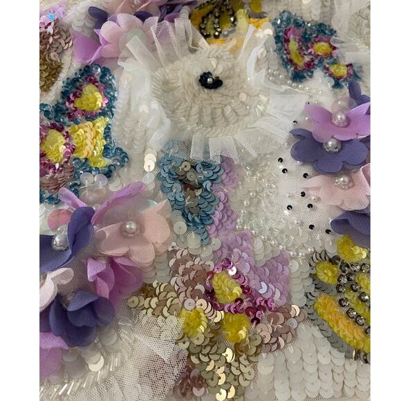 Mac Duggal NEW Sz 2 93628 White Sequined Embellished Spaghetti Strap Mini Dress - Picture 10 of 11